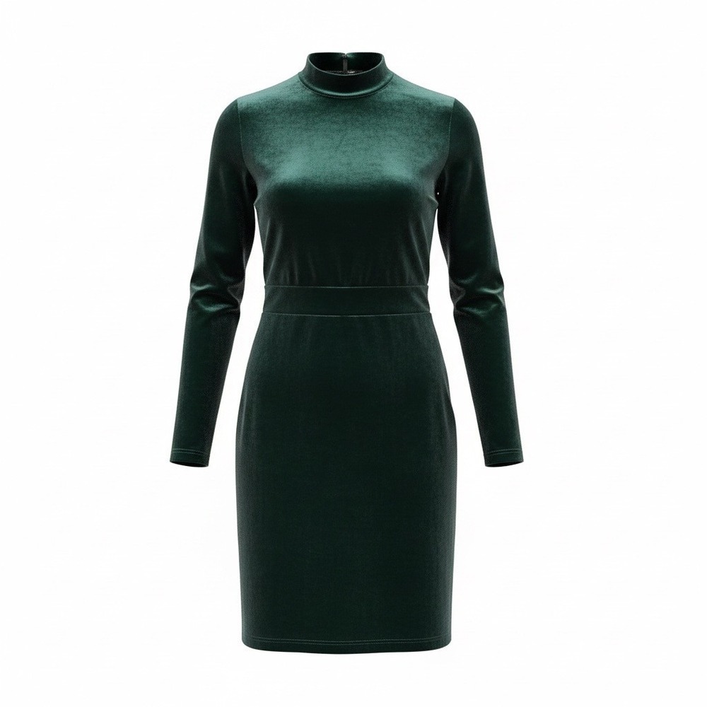 H&M Divided Emerald Green Velvet Mock Neck Open Back Mini Dress Size 8